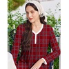 image:imageEkouaer Cotton Nightgowns for Women Long Sleeve Nightgown Button Night GownPlaid Red
