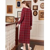 image:imageEkouaer Cotton Nightgowns for Women Long Sleeve Nightgown Button Night GownPlaid Red