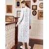 image:imageEkouaer Cotton Nightgowns for Women Long Sleeve Nightgown Button Night GownPurple Floral White