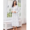 image:imageEkouaer Cotton Nightgowns for Women Long Sleeve Nightgown Button Night GownPurple Floral White