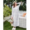 image:imageEkouaer Cotton Nightgowns for Women Long Sleeve Nightgown Button Night GownPurple Floral White