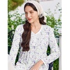 image:imageEkouaer Cotton Nightgowns for Women Long Sleeve Nightgown Button Night GownPurple Floral White