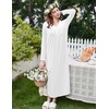 image:imageEkouaer Cotton Nightgowns for Women Long Sleeve Nightgown Button Night GownWhite
