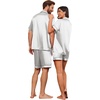 image:imageEkouaer Couple Matching Pajamas Sets Silk Short Sleeve Button Up SleepwearLight Grey