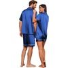 image:imageEkouaer Couple Matching Pajamas Sets Silk Short Sleeve Button Up SleepwearRoyal Blue