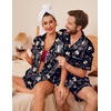 image:imageEkouaer Couple Matching Pajamas Sets Silk Short Sleeve Button Up SleepwearXmas Gingerbread
