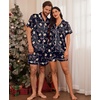 image:imageEkouaer Couple Matching Pajamas Sets Silk Short Sleeve Button Up SleepwearXmas Gingerbread
