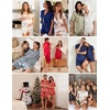 image:imageEkouaer Couple Matching Pajamas Sets Silk Short Sleeve Button Up SleepwearXmas Red