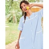 image:imageEkouaer House Dress for Women with Pockets Duster Button Down NightgownBlue Stripes
