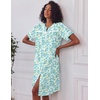 image:imageEkouaer House Dress for Women with Pockets Duster Button Down NightgownGreen Floral