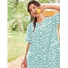 image:imageEkouaer House Dress for Women with Pockets Duster Button Down NightgownGreen Flower