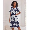 image:imageEkouaer House Dress for Women with Pockets Duster Button Down NightgownNavy Flower