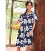 image:imageEkouaer House Dress for Women with Pockets Duster Button Down NightgownNavy Flower