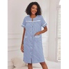 image:imageEkouaer House Dress for Women with Pockets Duster Button Down NightgownNavy Stripes