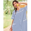 image:imageEkouaer House Dress for Women with Pockets Duster Button Down NightgownNavy Stripes