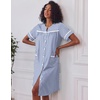 image:imageEkouaer House Dress for Women with Pockets Duster Button Down NightgownNavy Stripes