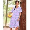 image:imageEkouaer House Dress for Women with Pockets Duster Button Down NightgownPurple Daisy
