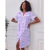 image:imageEkouaer House Dress for Women with Pockets Duster Button Down NightgownPurple Daisy