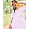 image:imageEkouaer House Dress for Women with Pockets Duster Button Down NightgownStriped Pink
