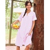 image:imageEkouaer House Dress for Women with Pockets Duster Button Down NightgownStriped Pink