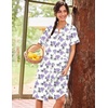 image:imageEkouaer House Dress for Women with Pockets Duster Button Down NightgownWhite Flower