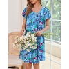 image:imageEkouaer House Dress for Women with Pockets Short Sleeve Moo Moos NightgownsAqua Multi