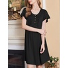 image:imageEkouaer House Dress for Women with Pockets Short Sleeve Moo Moos NightgownsBlack