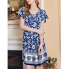 image:imageEkouaer House Dress for Women with Pockets Short Sleeve Moo Moos NightgownsBohemian Flowers Blue