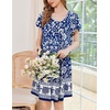 image:imageEkouaer House Dress for Women with Pockets Short Sleeve Moo Moos NightgownsBohemian Flowers Blue