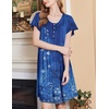 image:imageEkouaer House Dress for Women with Pockets Short Sleeve Moo Moos NightgownsEthnic Print Blue