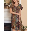 image:imageEkouaer House Dress for Women with Pockets Short Sleeve Moo Moos NightgownsEthnic Print Brown