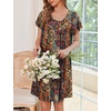 image:imageEkouaer House Dress for Women with Pockets Short Sleeve Moo Moos NightgownsEthnic Print Brown