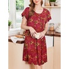 image:imageEkouaer House Dress for Women with Pockets Short Sleeve Moo Moos NightgownsFloral Dark Red