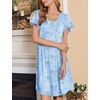 image:imageEkouaer House Dress for Women with Pockets Short Sleeve Moo Moos NightgownsFloral Light Blue