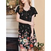 image:imageEkouaer House Dress for Women with Pockets Short Sleeve Moo Moos NightgownsFlower Black
