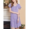 image:imageEkouaer House Dress for Women with Pockets Short Sleeve Moo Moos NightgownsSmall Florals Purple