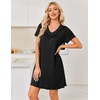 image:imageEkouaer House Dress for Women with Pockets Short Sleeve Nightgowns Moo MoosBlack