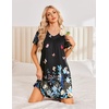 image:imageEkouaer House Dress for Women with Pockets Short Sleeve Nightgowns Moo MoosBlack Butterfly Foral