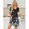 image:imageEkouaer House Dress for Women with Pockets Short Sleeve Nightgowns Moo MoosBlack Butterfly Foral