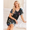 image:imageEkouaer House Dress for Women with Pockets Short Sleeve Nightgowns Moo MoosBlack Butterfly Foral