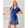 image:imageEkouaer House Dress for Women with Pockets Short Sleeve Nightgowns Moo MoosBlue Ethnic Flower