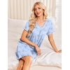 image:imageEkouaer House Dress for Women with Pockets Short Sleeve Nightgowns Moo MoosBlue Flowers