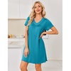 image:imageEkouaer House Dress for Women with Pockets Short Sleeve Nightgowns Moo MoosBlue Green