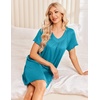 image:imageEkouaer House Dress for Women with Pockets Short Sleeve Nightgowns Moo MoosBlue Green