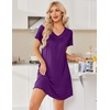 image:imageEkouaer House Dress for Women with Pockets Short Sleeve Nightgowns Moo MoosDark Purple