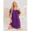 image:imageEkouaer House Dress for Women with Pockets Short Sleeve Nightgowns Moo MoosDark Purple