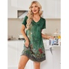 image:imageEkouaer House Dress for Women with Pockets Short Sleeve Nightgowns Moo MoosGreen Ethnic Flower