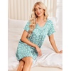 image:imageEkouaer House Dress for Women with Pockets Short Sleeve Nightgowns Moo MoosGreen Floral