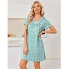 image:imageEkouaer House Dress for Women with Pockets Short Sleeve Nightgowns Moo MoosGreen Floral