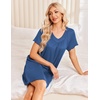 image:imageEkouaer House Dress for Women with Pockets Short Sleeve Nightgowns Moo MoosNavy